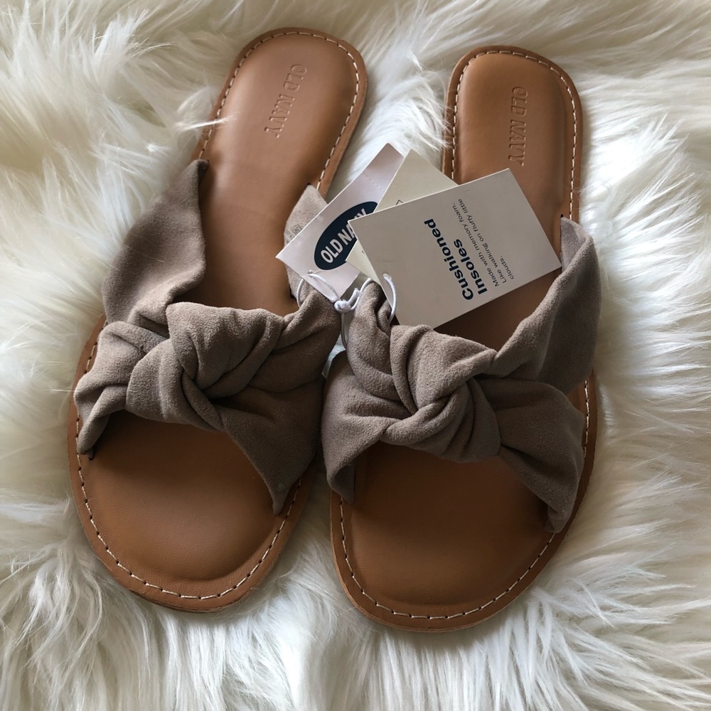 NWT Taupe Knotted Slides Old Navy Size 7 - Picture 3 of 3